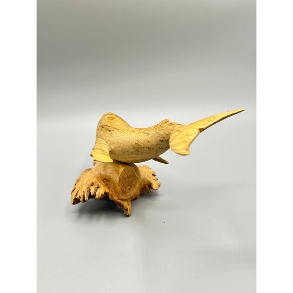 Handcarved Wooden Whale Sculpture 6.5" Wide Rustic Animal Decor Artist Signed - Picture 4 of 9